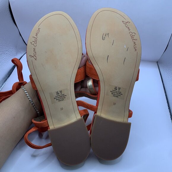 Sam Edelman Lace Up Sandals Size 10 lace ankle strap bow suede E10 - Picture 6 of 8